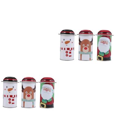 Healeved 6 Pcs Christmas Storage Box Christmas Metal Cans Xmas Goodie Boxes Cookie Boxes Seal Small Candy Box