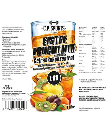 C.P. Sports Sugar-Free Beverage Syrup - 1 Liter Concentrate for Hydration & Vitality | Iced Drink Mix with Vitamins | Perfect for Sports & Fitness - Buy Online on GoSupps.com