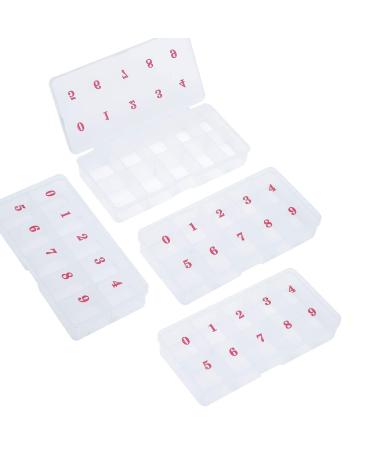 Tixqeaif 4Piece 10 Transparent False Tips Rhinestone Glitter Storage Container Numeral Grid Boxes