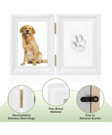 AUTOWT Pet Paw Print Keepsake Kit Dog Memorial Picture Frame with Imprint Clay Personalized Ornament Gifts for Dogs Cats Pet Lover (White) - Buy Online on GoSupps.com
