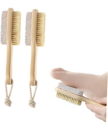 FRCOLOR Foot Brush Pumice Stone Heel Scrubber Foot Scrub Brush Wooden Handle Exfoliator Pedicures Exfoliating Tool Natural Cleaning Brush Care Brush Combination Bristles Bamboo - Buy Online on GoSupps.com