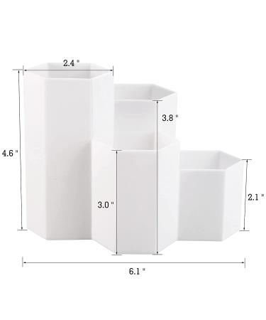 Plastic Makeup Brush Holder Organizer - 4 Slot Cosmetics Brushes Storage Pen Cup (White) - Buy Online on GoSupps.com