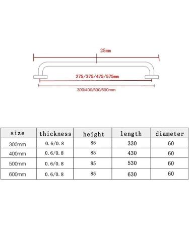 Bathroom Grab Bar Stainless Steel Bath Grab for Elderly Disabled(30cm) - Buy Online on GoSupps.com