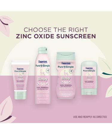 Coppertone Pure and Simple Baby Sunscreen Lotion + Stick SPF 50 - Zinc Oxide Mineral Sunscreen Pack (6 fl oz Bottle + 0.49 oz Stick) - Buy Online on GoSupps.com