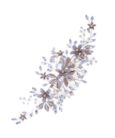 Didiseaon Headgear Rhinestone Hair Clip Accessories Rhinestone Barrettes Crystal Headpiece Wedding Pearl Hair Barrettes Bridal Hair Decor Hair Dryer Brush Tiara Comb Bride Metal The Flowers