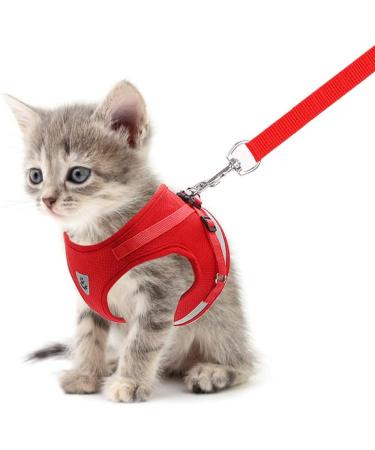 Meioro Dog Harness with Leash - Reflective Soft Padded Vest for Small & Medium Dogs - Adjustable Dishwasher Safe Black & Red (L: 41-46cm) - Buy Online on GoSupps.com