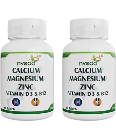 Puritans Calcium Supplement 1 000 mg with Vitamin D Magnesium Zinc & Vitamin B 12 for Men & Women/for Immunity Bone & Joint Support -Pack of 2 120 Tablets