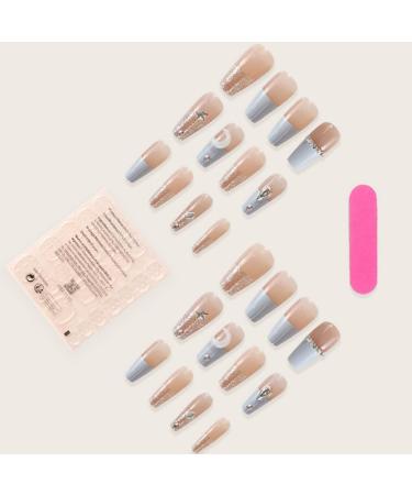 ISTOVO 1Set Star Moon Color Blocking Wearable Nail Sea Salt Macaron Color Clear Diamond Model - Buy Online on GoSupps.com