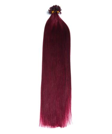 Burernen Keratin Bonding Extensions 100% Remy Real Hair Human Hair - 50x 1g 45cm smooth strands - Long hair with keratin bondings U -tip hair elongation hair compression color: burer