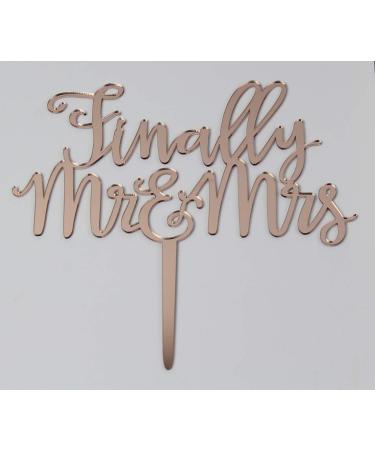 zxyxka Rose Gold Finally Mr & Mrs Cake Topper Wedding Anniversary Engagement Bridal Shower Cake Decoration - Buy Online on GoSupps.com