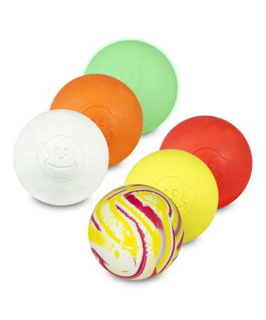 Captain Lax Massageball Original - Lacrossball in different colors made of hard rubber with the dimensions 6 x 6 cm suitable for trigger point & fascia massage/crossfit 6 Set White Orange Glow in the Dark Red Unit Size
