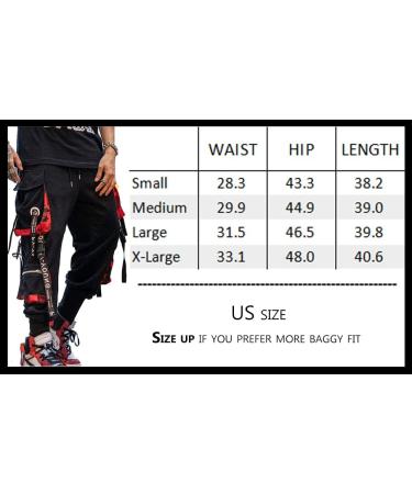 Men's Punk Cargo Baggy Techwear Joggers | Hip Hop Harem Streetwear | Tactical Track Pants - Black (Medium) - Buy Online on GoSupps.com