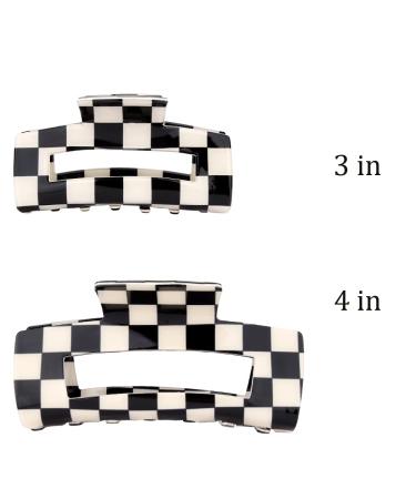 AOPRIE Chess Board Style Hair Clips Set - Large & Medium Claws for Women/Girls - White/Black 2 Pack - Buy Online on GoSupps.com