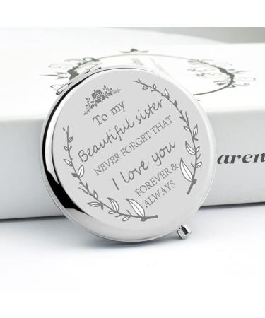 Mini makeup Sister birthday present Bridesmaid compact mirror for girlfriend Bridesmaid Gift for Wedding Sister Mirror Personalized Compact Mirror Makeup Gift Friendship Gift Sister Gift Silver mirror