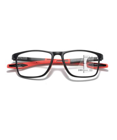 Multifocal Sports Style Reading Glasses Blue Light Blocking Glasses For Unisex TR90 Flexible computer Readers(Couleur:Red Grandeur:2.0x)