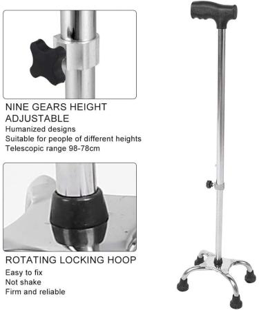Adjustable Four-Legged Crutches Non-Slip Lightweight Elderly Walker Walking Sticks with Small Base and Comfortable Handle Flexible and Durable Limited Mobility Aid - Buy Online on GoSupps.com