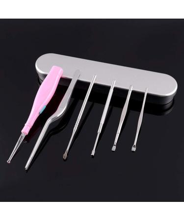6pcs Glowing Earwax Removal Tool Set with Flashlight for Adults - Earpick Ear Cleaner Curette Kit - Buy Online on GoSupps.com