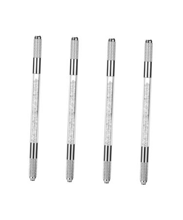 Angoily 4pcs Pen Needle Handheld Needles Eyebrow Microblading Portable Acrylic Holder Women Tool Tattoos 14.7x1.7cmx4pcs Whitex4pcs