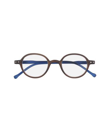 Silac - Brown & Blue 7500 - Unisex reading glasses - Round glasses - Retro & Young Style - Light resistant & comfortable reading glasses - brown & blue frame +2.50