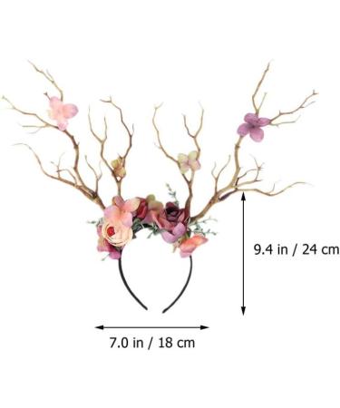 Lurrose Kids Antler Headband 1PC Deer Antler Flower Headband Christmas Branch Antlers Headband Forest Goddess Headdress for Party Cosplay Festival Photos Light coffee color - Buy Online on GoSupps.com