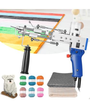 TOPQSC Tufting Gun 2 in 1 Cut Pile Loop Pile | Rug Gun for Weaving Flocking Rug | Rug Making Machine Kit blue