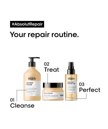 L'Oreal Professionnel Absolut Repair Hair Mask - Protein Treatment for Deep Nourishment, Hydration & Shine - 8.50 Fl Oz - Dry & Damaged Hair - Buy Online on GoSupps.com