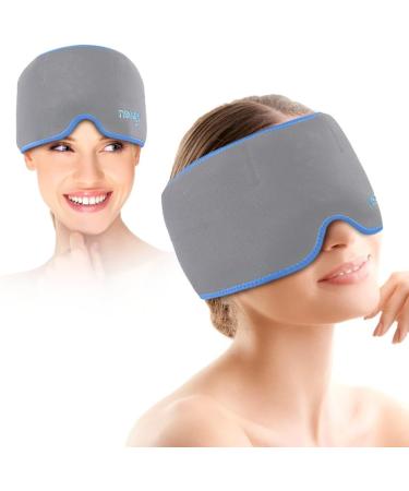 NEWGO Migrane Relief Head Ice Wrap Reusable Hot Cold Therapy Headache Hat Ice Cap for Chronic Migraine Tension Headache Chemotherapy Stress Relief Puffy Eyes (Grey)