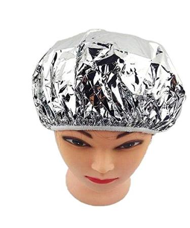 YIZAN Shower Cap - Heat Insulation Aluminum Foil Hat for Women | Elastic Hairdresser Cap - Silver - Buy Online on GoSupps.com