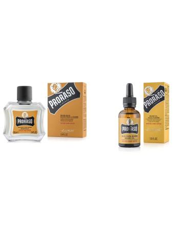 Proraso Wood E Spice Baume Barbe 100 ml & Huile Barbe Soin Visage Homme Parfum Bois & pice Huile pour Barbe Adoucissante & Protectrice Enrichie en Huiles de Macadamia & Avocat 30 ml