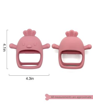 Chick Shape Baby Teething Toys | Food-Grade Silicone Teether for Soothing Pain Relief | Easy-to-Grip Baby Chew Toy (Dark Pink) - Buy Online on GoSupps.com