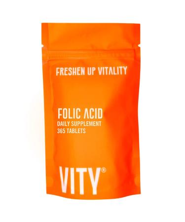 VITY Folic Acid 400 g (microgram). 365 Tablets - 1 Year Supply. Vegan Suitable. Small Easy Swallow Micro Tablet. UK Manufactured.
