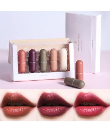 Buy Long Wearing Velvet Matte Lipstick Set - 5PCS Mini Capsule Kit | Waterproof & Moisturizing - Buy Online on GoSupps.com