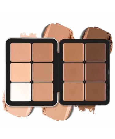 Concealer Palette,Cream Blush Palette,Contour and Highlight Blush Palette,12 Colors Makeup Concealer Foundation Contouring Kit,Long-Lasting Makeup for Flawless Skin (B)