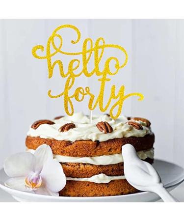 GotGala Glitter Hello Forty Cake Topper 40th Birthday Cake Topper for Birthday Wedding Anniversary Party Decorations (Gold) - Buy Online on GoSupps.com