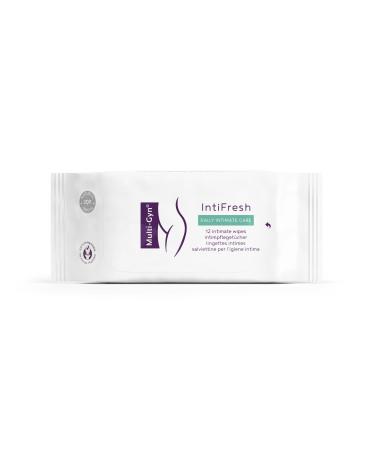 Multi-gyn intifresh biodegradable wet wipes for the genital area and hygiene-gentle and intimate care cloths for adults-12 wet wipes in a reclassable packaging 12 pieces (1 Pack)