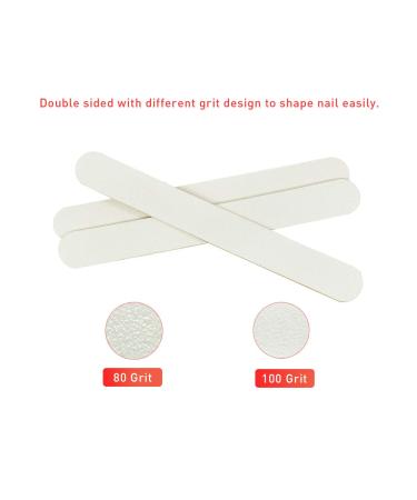 Double Sided Emery Board Nail Files 80/100 Grit - 50Pcs | For Poly Gel & Acrylic Nail Extension | Manicure Pedicure Tool - White - Buy Online on GoSupps.com