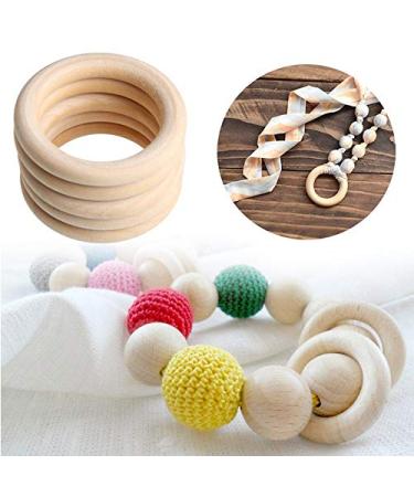 Yicare 10-Piece Baby Wooden Teething Rings - 70mm Handicraft Rings for Babies | Safe Wood Teethers & DIY Craft Bracelet - Buy Online on GoSupps.com