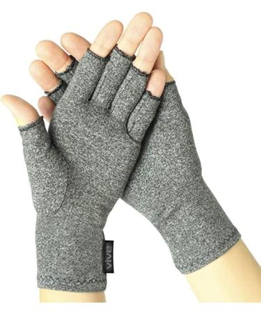 Arthritis Gloves - Men Women Rheumatoid Compression Hand Glove for Osteoarthritis- Arthritic Joint Pain Relief - Carpal Tunnel Wrist Support - Open Finger Fingerless Thumb for Computer Typing grey S Grey Small