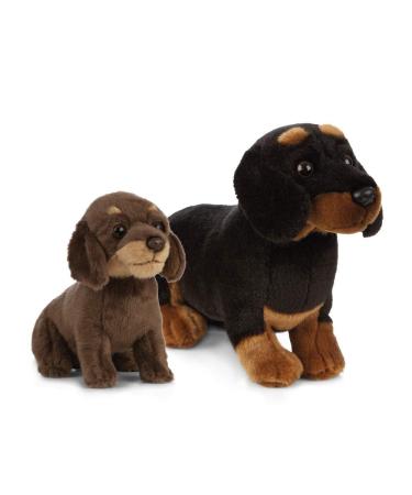 Living Nature Soft Toy Gift Bundle - Plush Dachshund Sausage Dog (20cm) & Puppy (16cm) Dachshund Bundle
