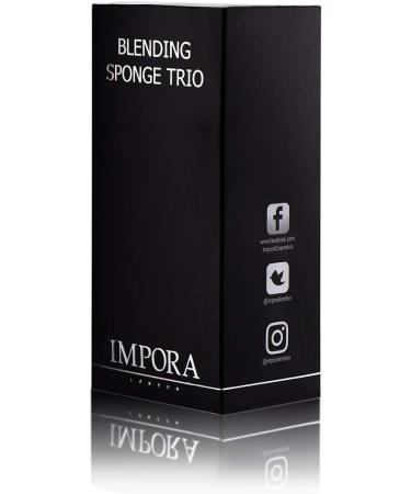 Impora London Beauty Makeup Blender Trio Set - Original Teardrop/Egg Shape, Vegan & Latex Free - For Liquid, Concealer, and Cream Makeup - 3 Black Sponges - Buy Online on GoSupps.com