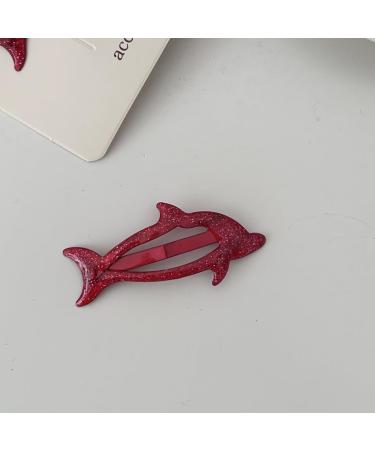 hgnxa Girls Hair Clip with Glitter Women Kid Hairgrips Dolphin Headdress Barrettes Dolphin Shape Sweet 2000s Girls Hairpins Red - Buy Online on GoSupps.com
