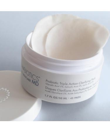 Glowbiotics Probiotic Triple Action Clarifying Pads - Breakout & Pigmentation Reducer with Glycolic Lactic & Salicylic Acid - 60 Pads for Brighter Clearer Skin - Buy Online on GoSupps.com