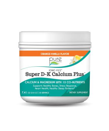 Pure Essence Ionic Super D-K Calcium Plus by Pure Essence - With Extra Magnesium Vitamin D3 Vitamin K2 For Strong Bones and Stress Relief - Orange Vanilla - 7.41oz