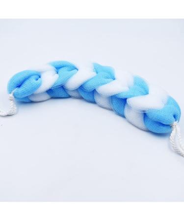 Buy Durable Shower Strip - Stretchy Braids Mesh Sponge Exfoliator Cleaner | Superior Quality Bath Supplies (Blue & White - Buy Online on GoSupps.com