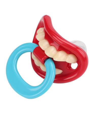 Zerodis baby funny dummy pacifier novelty silicone anti-off pacifier nipple sweet kissable lips and teeth pacifier bpa free for newborn toddler over 3 months (pull ring)