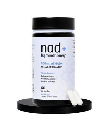 MINDHONEY | NAD+ Brain Supplement | 500mg NAD+ Premium Formula | Healthy Anti-Aging Cellular Energy Cognition Metabolic Health Heart + Muscle Support | Vegan Non-GMO Gluten-Free | 30 Servings