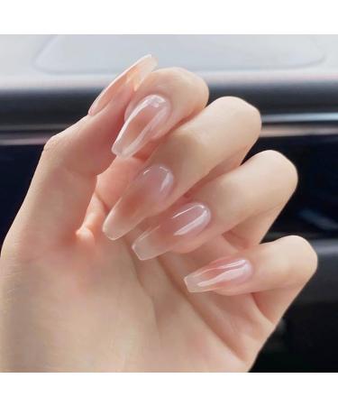 24Pcs/Set Press On Nails Mid Length ballet European and American style ice penetrating nude powder blusher False Nails Acrylic Fake Nails Full Cover Artificial Press on nails for Women and Girls - Buy Online on GoSupps.com