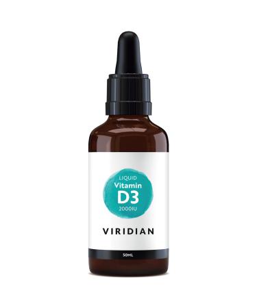 Viridian - Liquid Vitamin D3 2000IU - 50ml | Bone Muscle & Immune Health | Plant-Based Lichen Source | Vegan D3 Drops Orange Flavour | Vegan & Kosher | Nutritionist Formulated