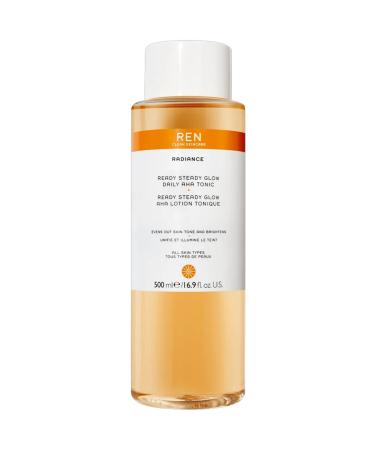 REN Clean Skincare Glow Tonic - Daily Facial Brightening - Exfoliate  Hydrate & Even Skin Tone with Resurfacing AHAs & BHAs - Cruelty Free & Vegan Pore Reducing Toner  16.9 Fl Oz