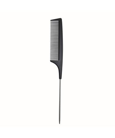 Hair Comb - a Professional Anti-static Carbon Fibre Metal-Pin Tail Comb Heat Resistant Barber and Salon Rattail Comb with Non-skid Parting Comb Fine Tooth in Black Black Pintail Comb